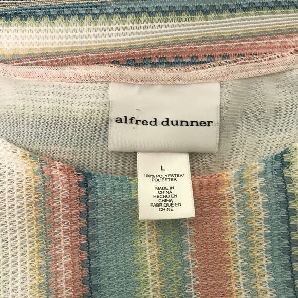 Alfred Dunner Pastel Lined Mesh Top Women's L Short Sleeve Scoop Neck Blouse - Picture 7 of 8